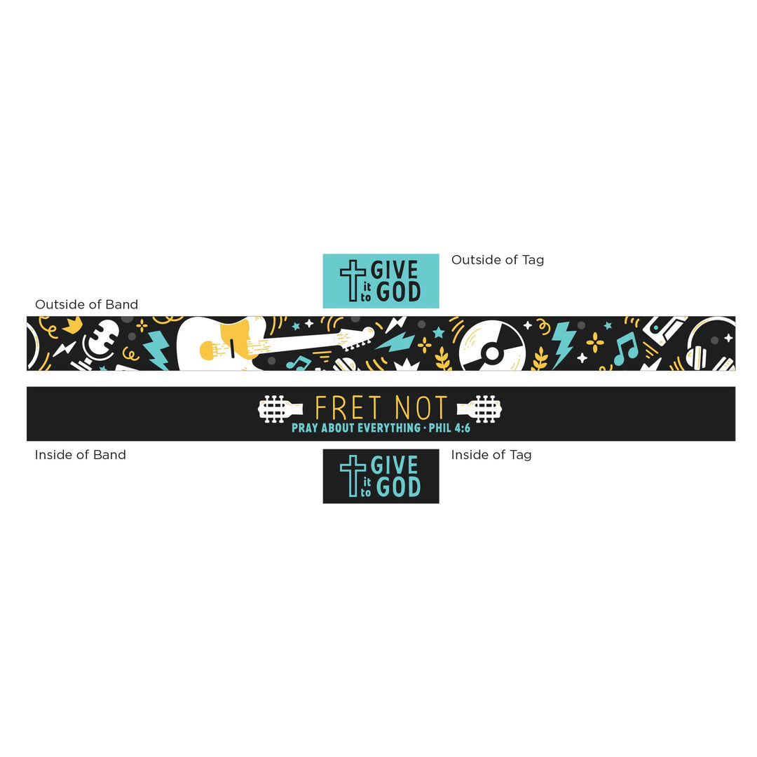 GIVE it to GOD - Teal and Black - Music, Phil 4:6 - Logos Tap Stretch Bracelet