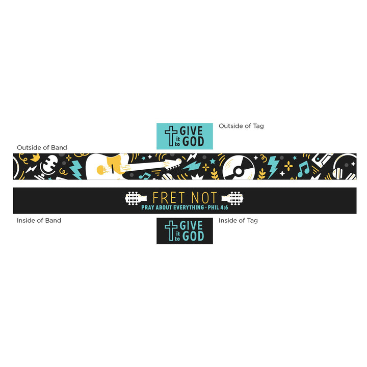 GIVE it to GOD - Teal and Black - Music, Phil 4:6 - Logos Tap Stretch Bracelet