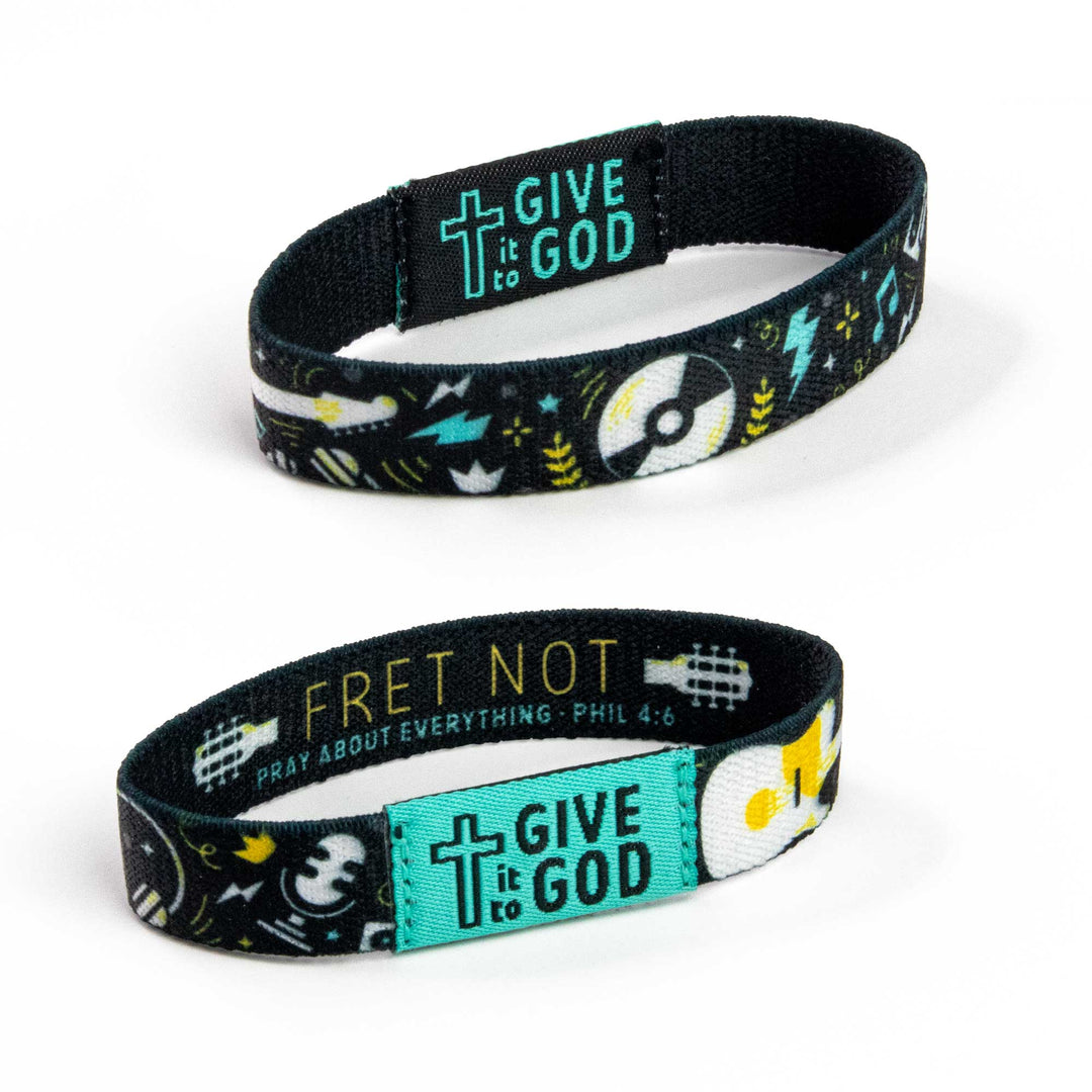 GIVE it to GOD - Teal and Black - Music, Phil 4:6 - Logos Tap Stretch Bracelet