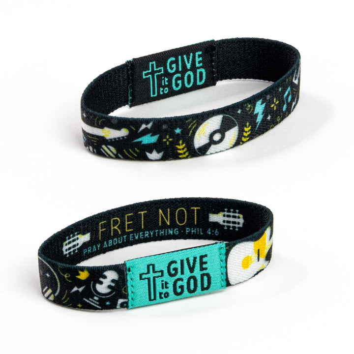 GIVE it to GOD - Teal and Black - Music, Phil 4:6 - Logos Tap Stretch Bracelet