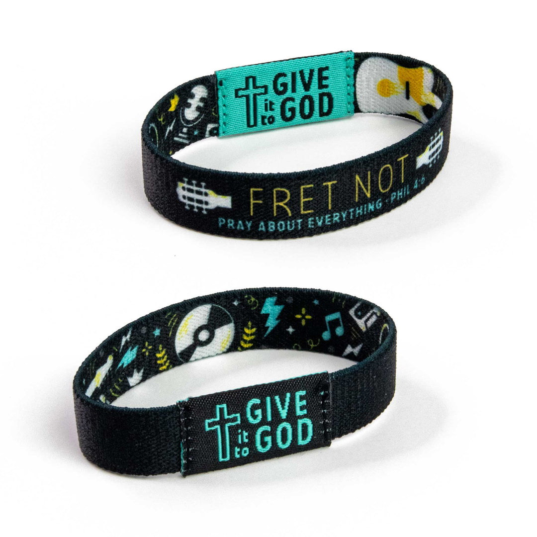 GIVE it to GOD - Teal and Black - Music, Phil 4:6 - Logos Tap Stretch Bracelet