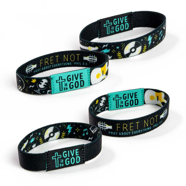 GIVE it to GOD - Teal and Black - Music, Phil 4:6 - Logos Tap Stretch Bracelet