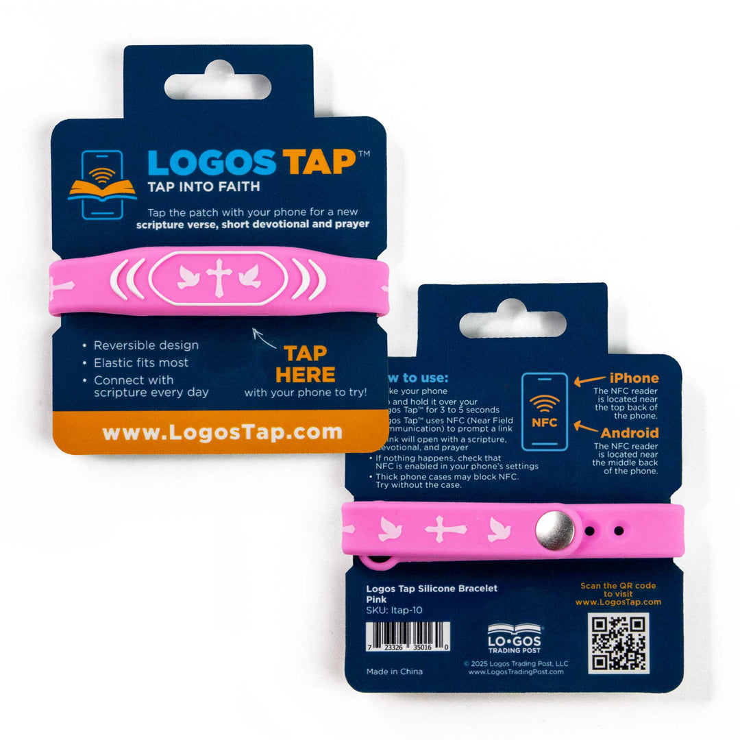 Pink with Cross &amp; Dove - Logos Tap Silicone Bracelet
