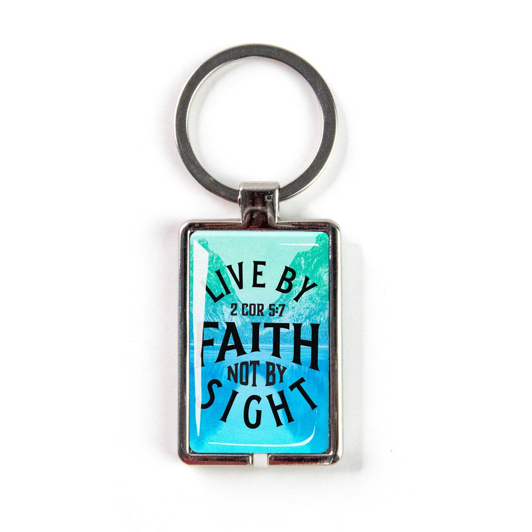Live by Faith, 2 Cor 5:7 - Logos Tap Keychain -