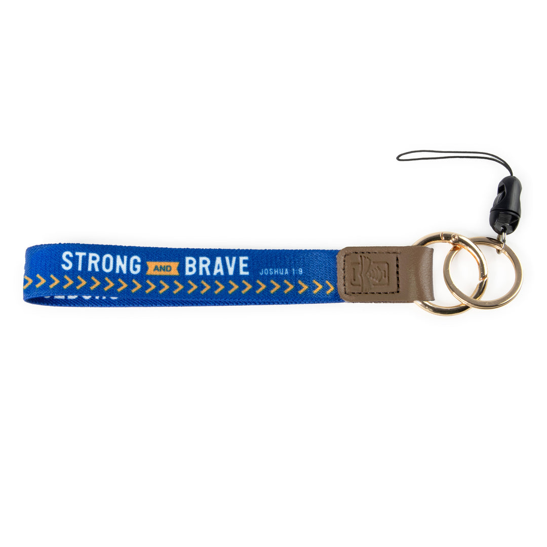 Strong and Brave, Joshua 1:9 - Logos Tap Wrist Lanyard Keychain
