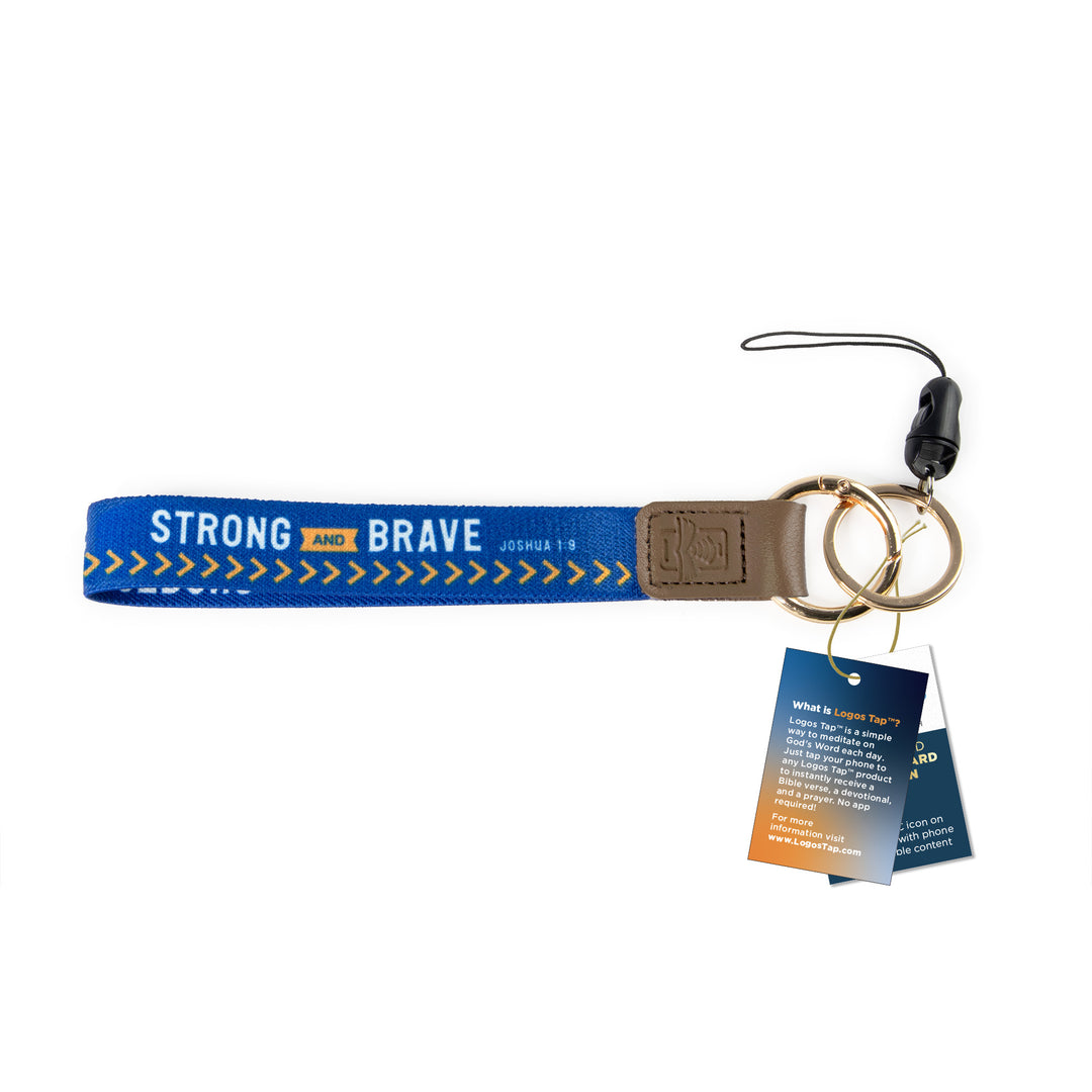Strong and Brave, Joshua 1:9 - Logos Tap Wrist Lanyard Keychain