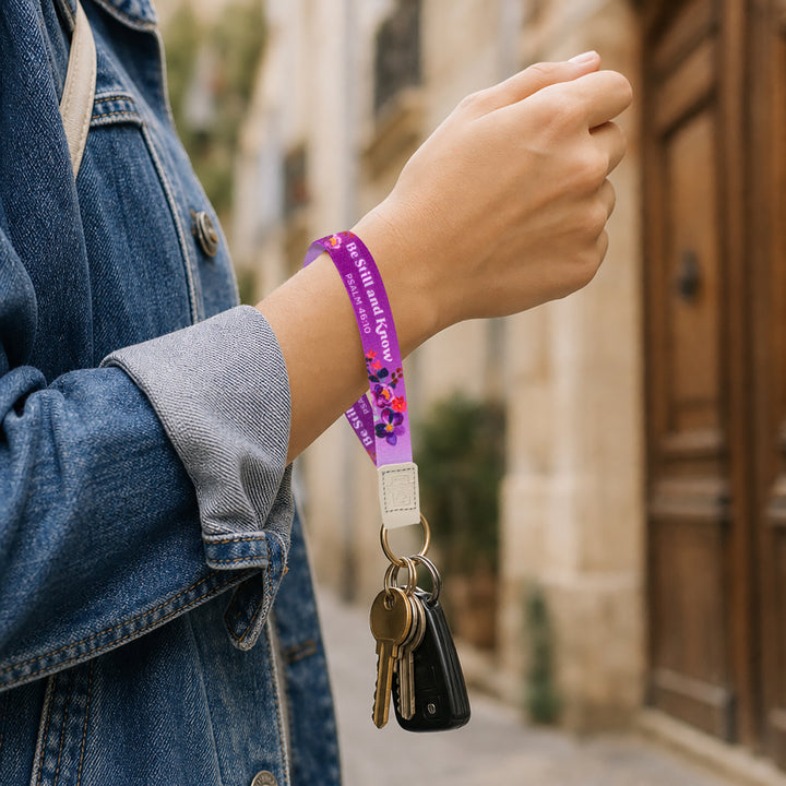 Be Still, Psalm 46:10 - Logos Tap Wrist Lanyard Keychain