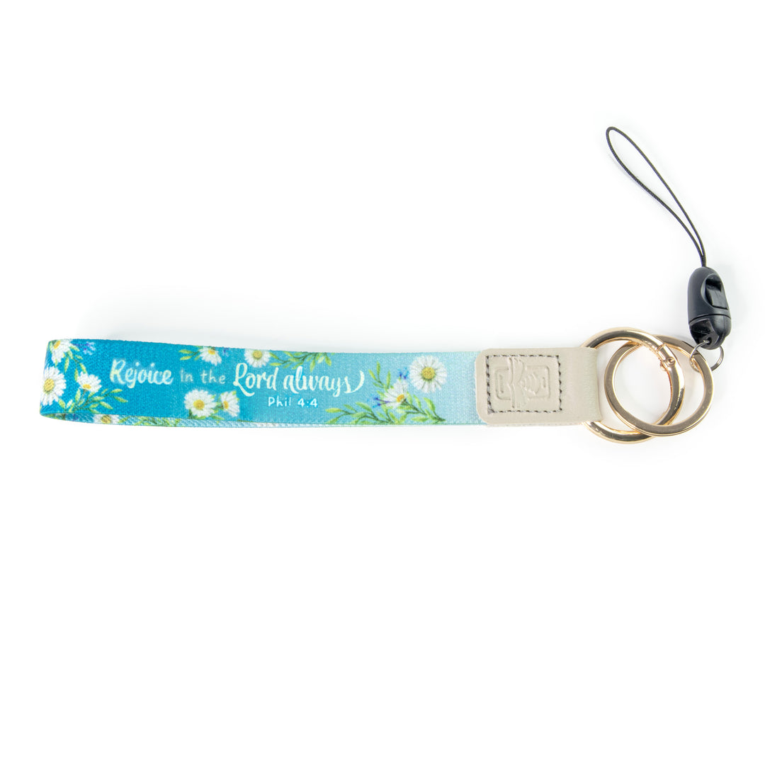 Rejoice, Phil 4:4 - Logos Tap Wrist Lanyard Keychain
