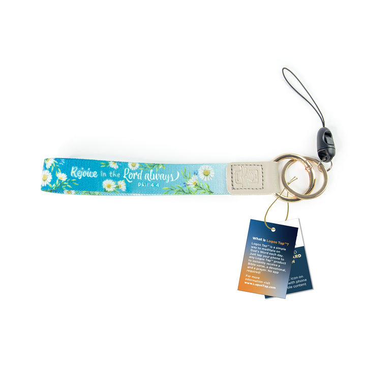 Rejoice, Phil 4:4 - Logos Tap Wrist Lanyard Keychain