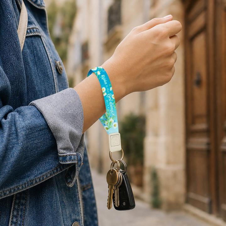 Rejoice, Phil 4:4 - Logos Tap Wrist Lanyard Keychain