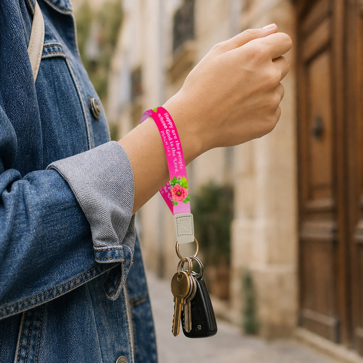 Happy, Psalm 114:5 - Logos Tap Wrist Lanyard Keychain