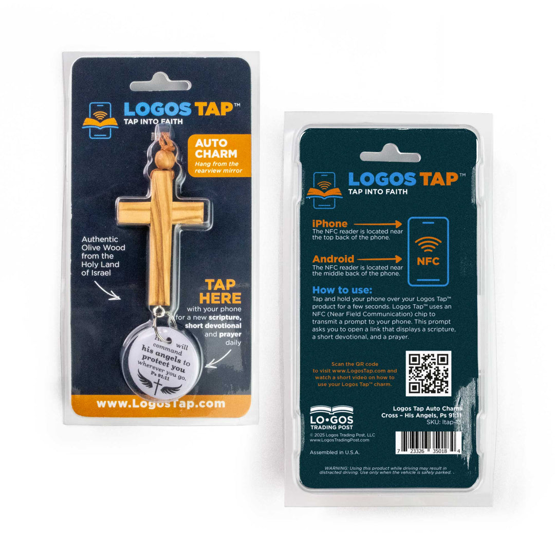 His Angels, Ps 91:11 - Logos Tap Car Charm Cross