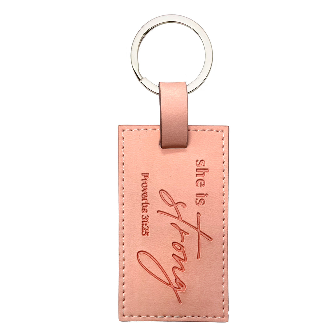 She is Strong, Proverbs 31:25 - Logos Tap Keychain