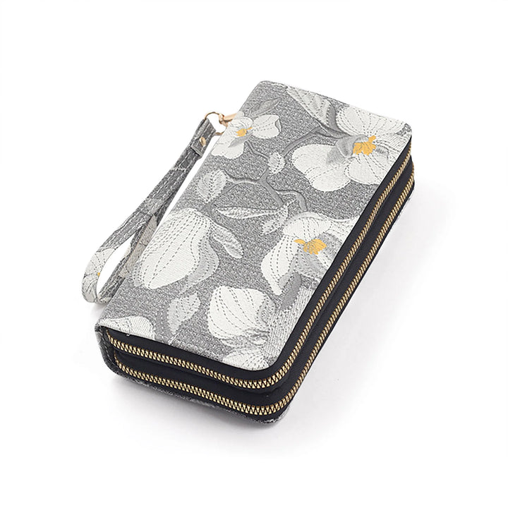 Black - Florist Wristlet dual-sided zippered
