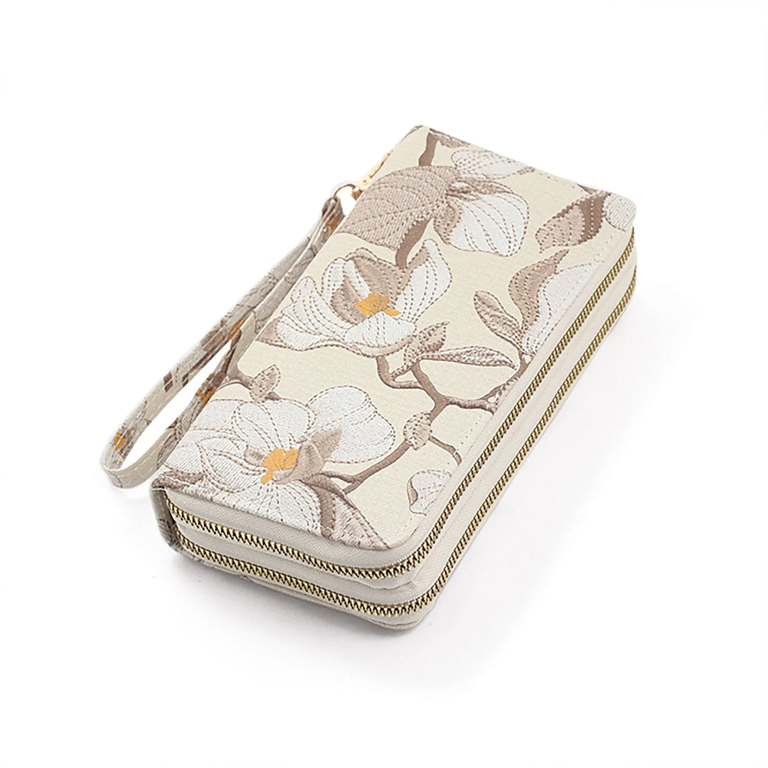 Tan - Florist Wristlet dual-sided zippered