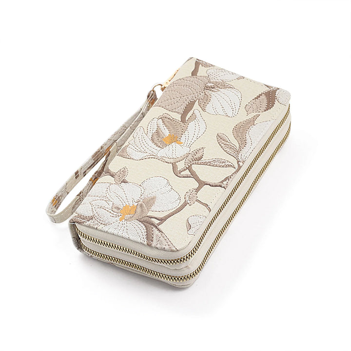 Tan - Florist Wristlet dual-sided zippered