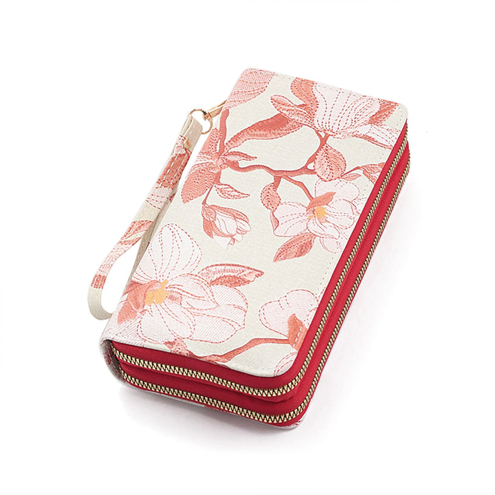 Red - Florist Wristlet dual-sided zippered