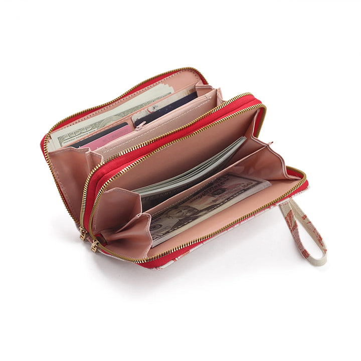 Red - Florist Wristlet dual-sided zippered