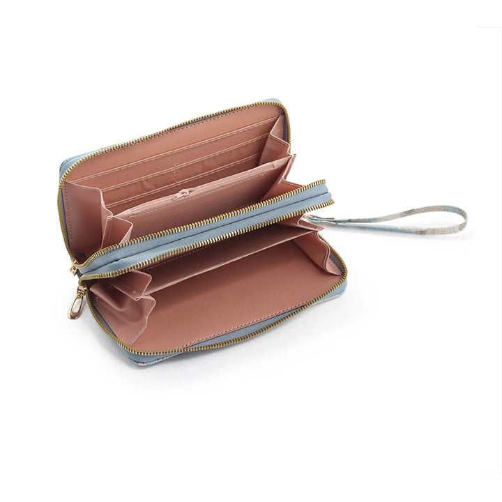 Blue - Florist Wristlet dual-sided zippered