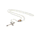 Mother of Pearl Catholic Rosary, Jesus Divine Mercy Medal