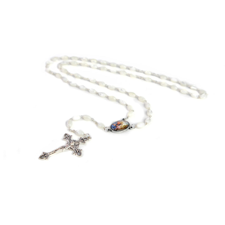 Mother of Pearl Catholic Rosary, Holy Family (Outside) Medal