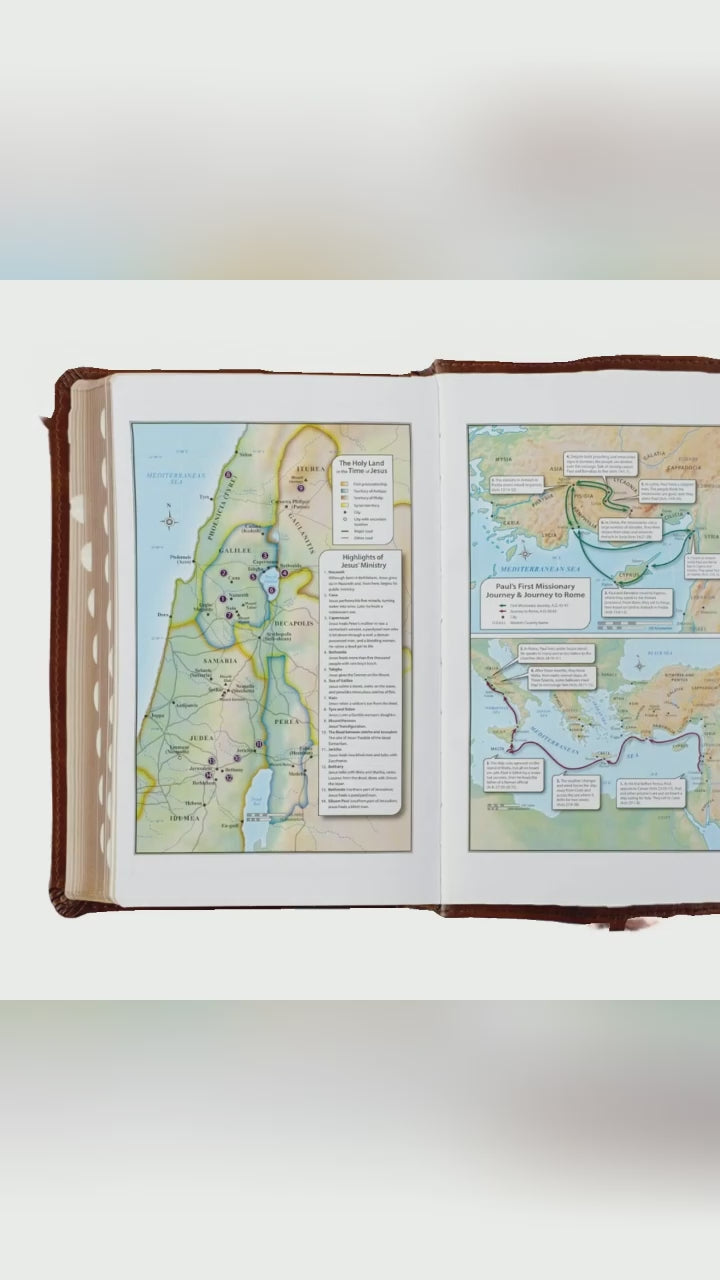 Saddle Tan and Butterscotch Faux Leather Giant Print Standard-size King James Version Bible with Thumb Indexing
