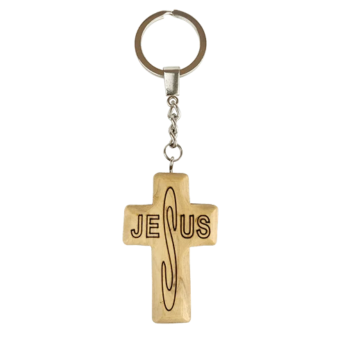 Olive Wood Keychain, Catholic &amp; Christian Religious Gift for Men &amp; Women