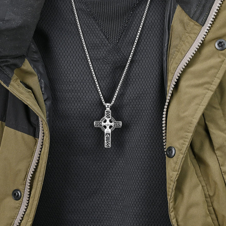 Celtic Cross with 24 in Stainless Steel Chain – Silver Color