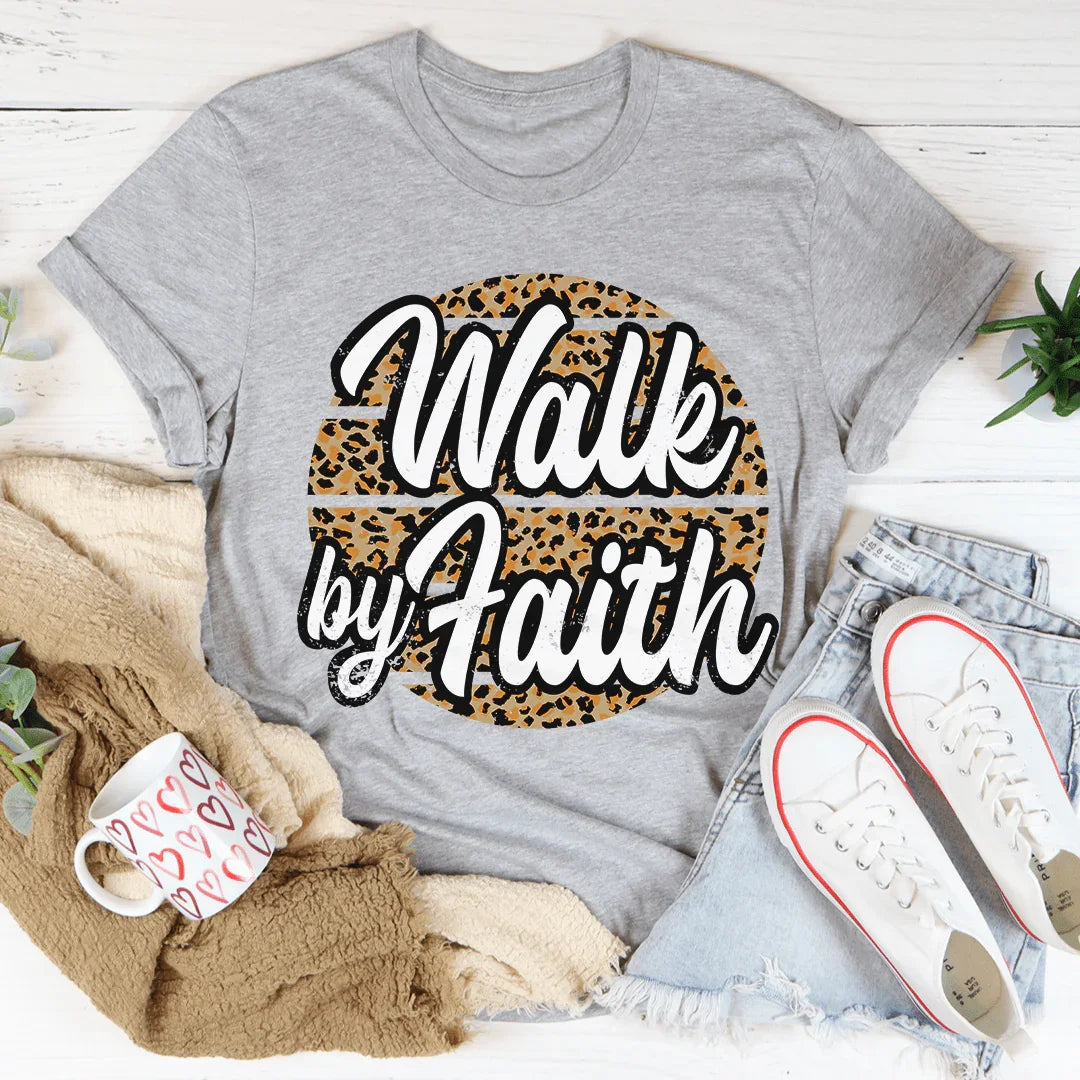 Minimalist Christian Scripture Crewneck Tee – "Walk By Faith"