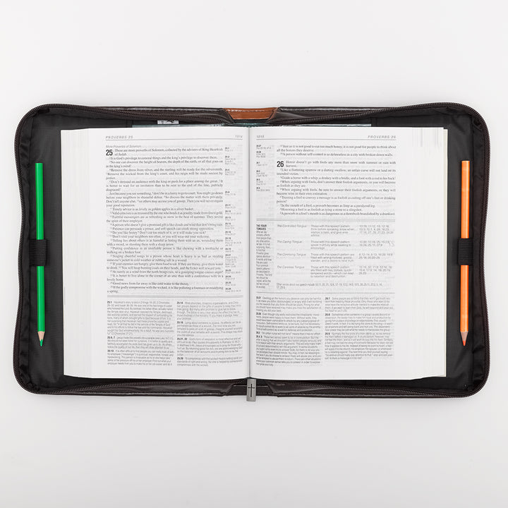 Stand Firm Two-tone Brown Faux Leather Classic Bible Cover - Philippians 4:1