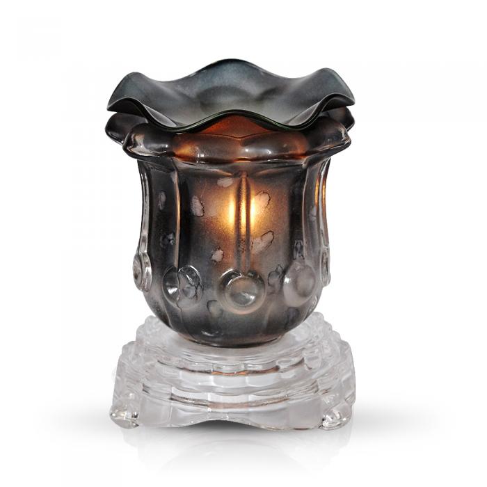 Glass Black Tulip Oil Warmer