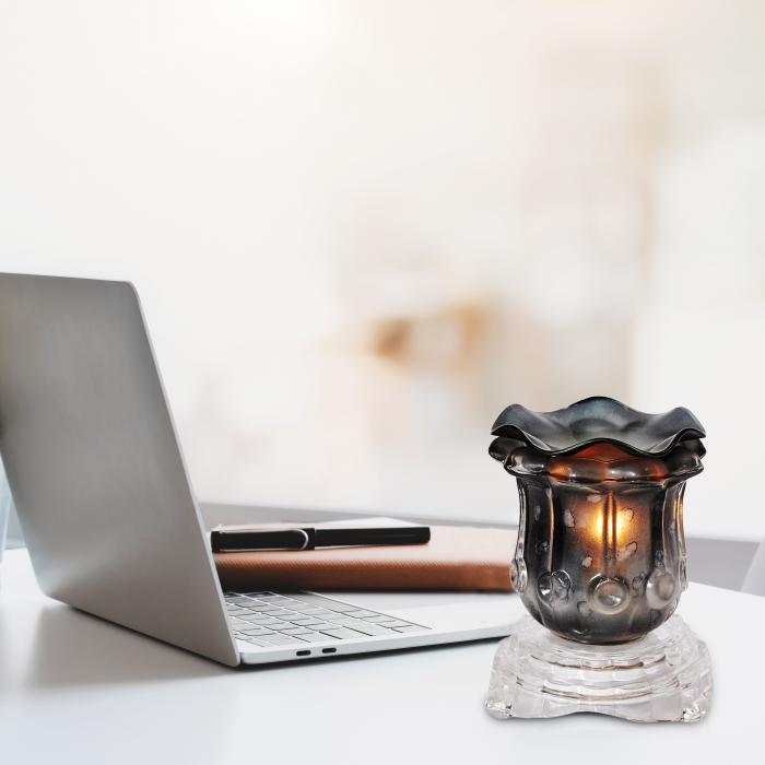 Glass Black Tulip Oil Warmer