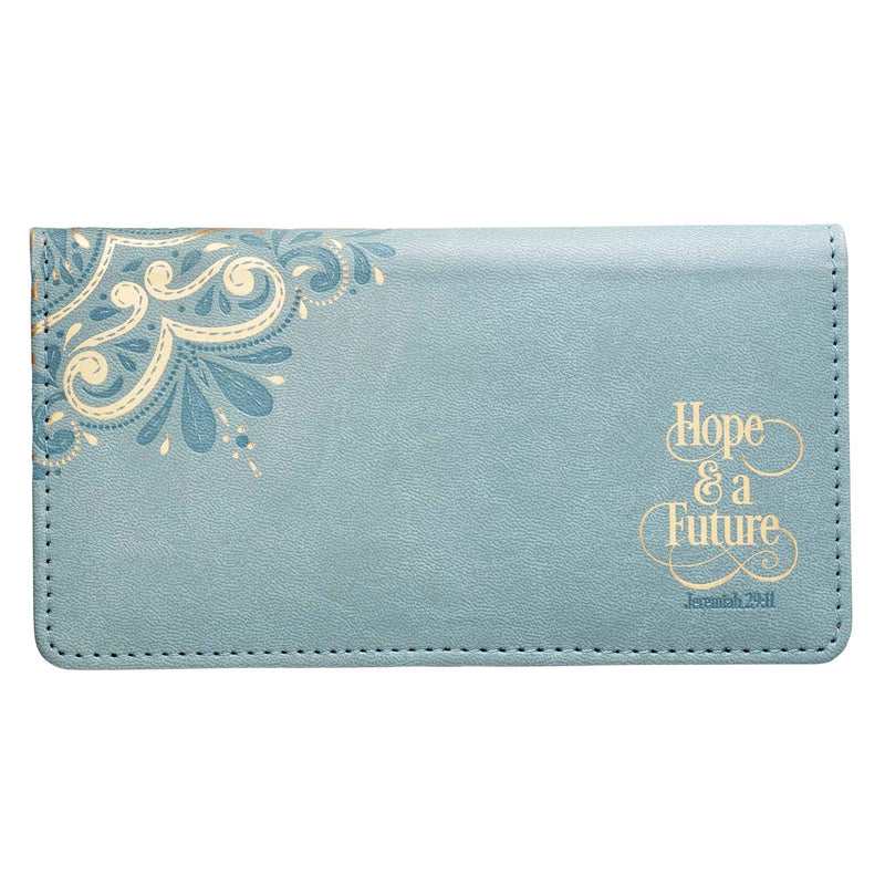 Hope & a Future Powder Blue Faux Leather Checkbook Cover - Jeremiah 29:11 - Checkbook Covers