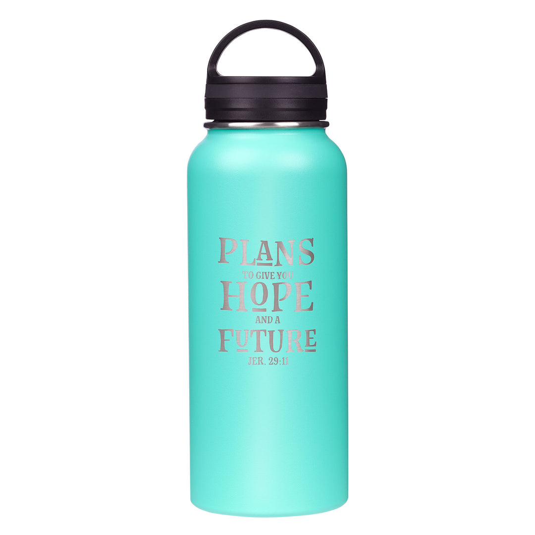 Hope and a Future Teal Stainless Steel Water Bottle - Jeremiah 29:11