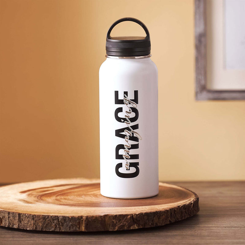 Amazing Grace White Stainless Steel Water Bottle