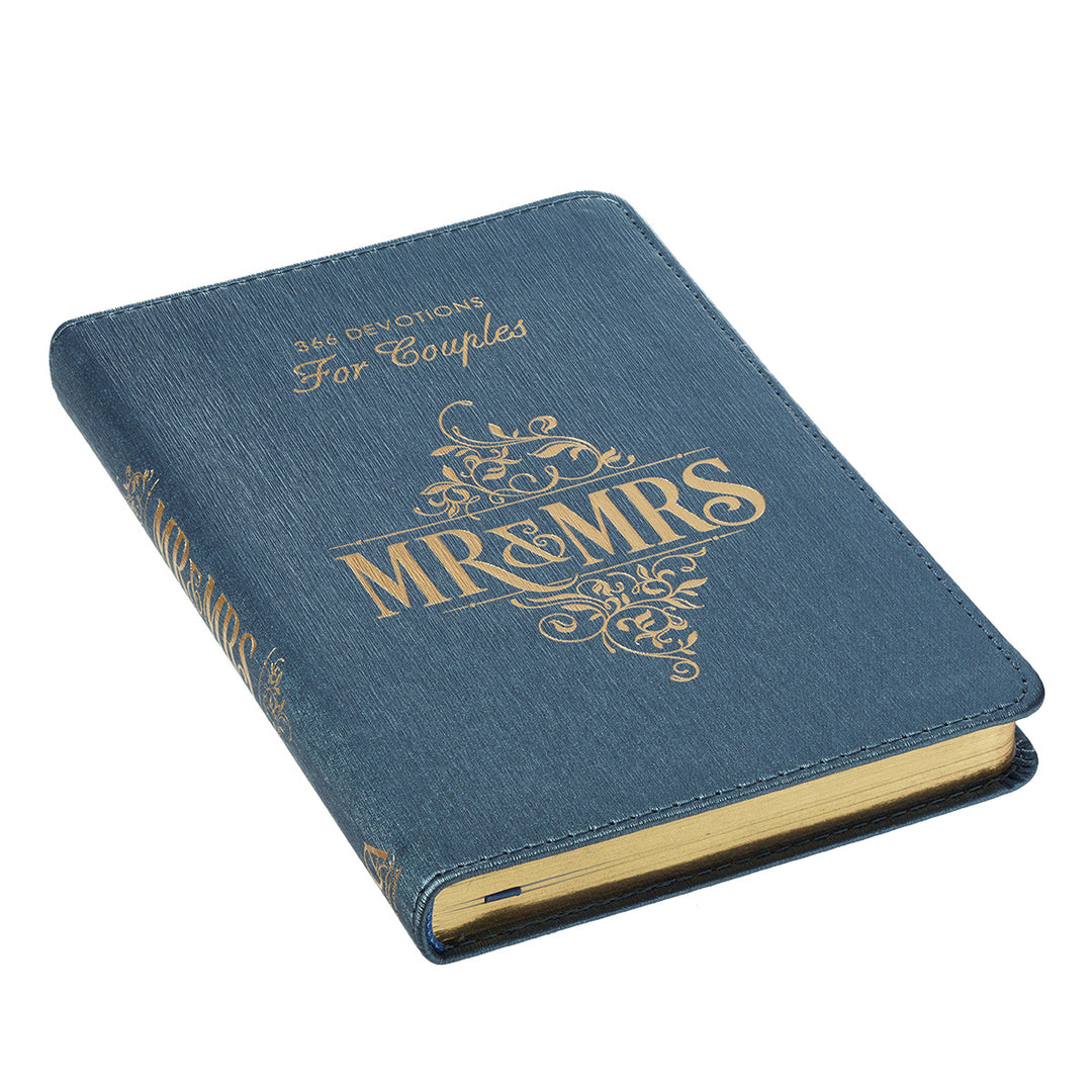 Mr. &amp; Mrs. 366 Devotions for Couples Blue Faux Leather Devotional By Rob &amp; Joanna Teigen General Gift Book