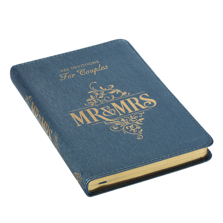 Mr. &amp; Mrs. 366 Devotions for Couples Blue Faux Leather Devotional By Rob &amp; Joanna Teigen General Gift Book