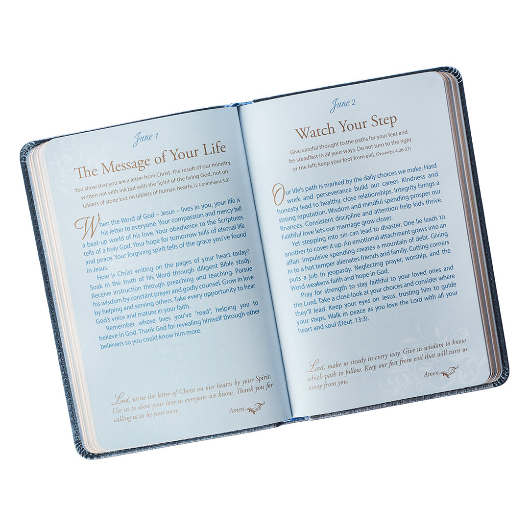 Mr. &amp; Mrs. 366 Devotions for Couples Blue Faux Leather Devotional By Rob &amp; Joanna Teigen General Gift Book