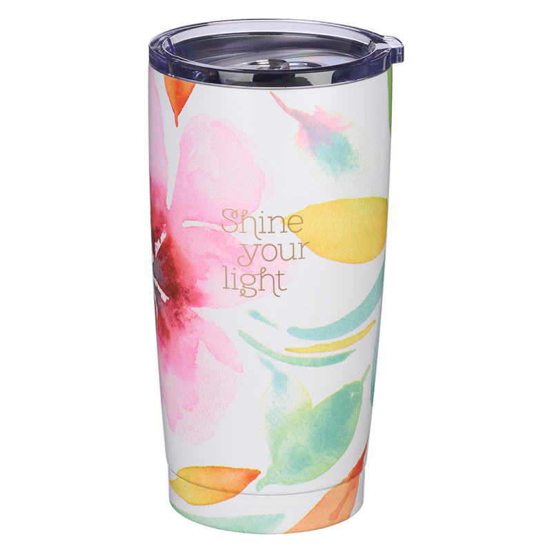 Shine Your Light Pink Daisies Stainless Steel Travel Mug