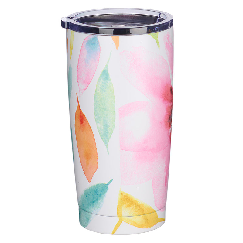 Shine Your Light Pink Daisies Stainless Steel Travel Mug