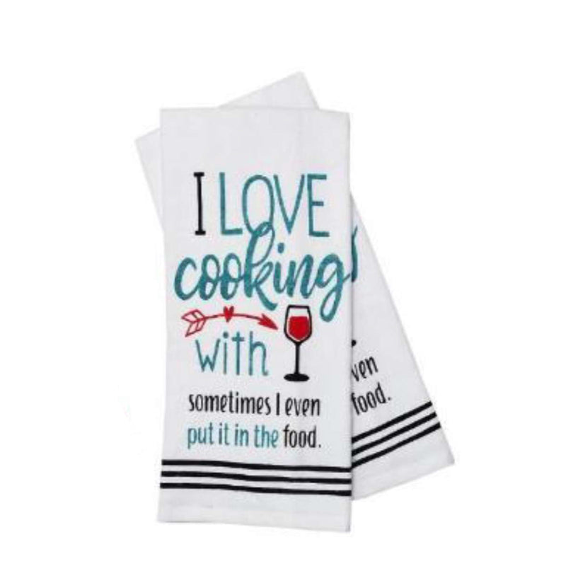 I Love Cooking with Wine Fouta Printed Kitchen Towel 2 Pack