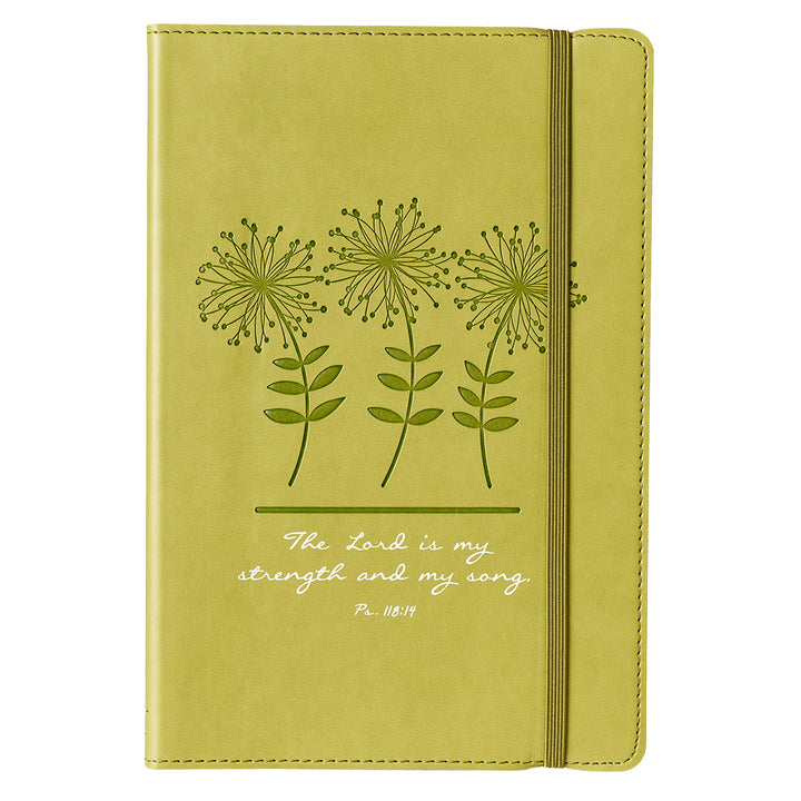 Green Faux Leather Journal | My Strength and Song - Psalm 118:24 - Journal