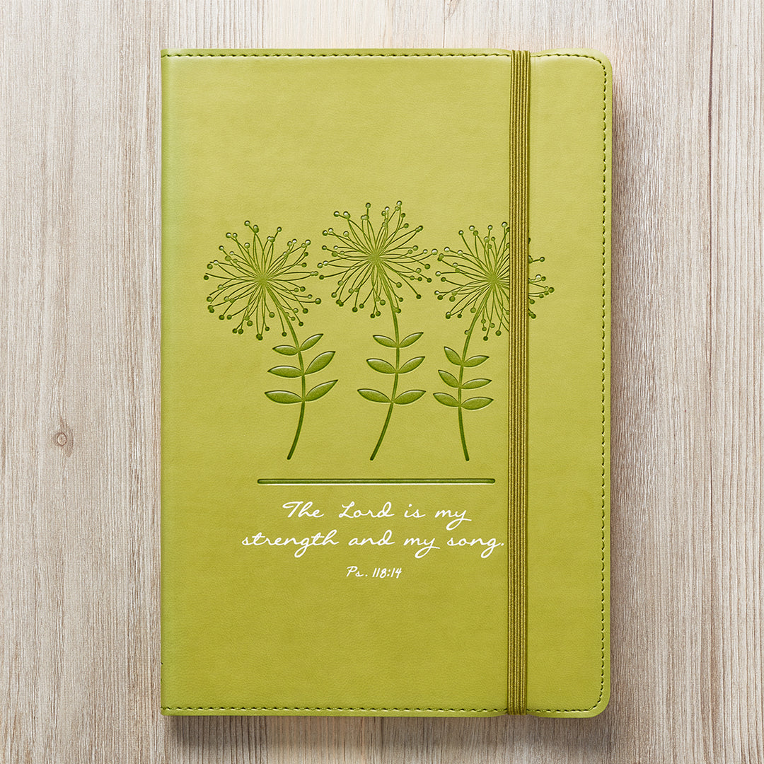 Green Faux Leather Journal | My Strength and Song - Psalm 118:24 - Journal