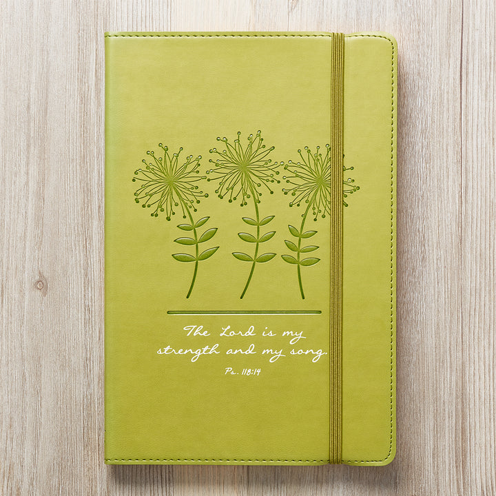 Green Faux Leather Journal | My Strength and Song - Psalm 118:24 - Journal