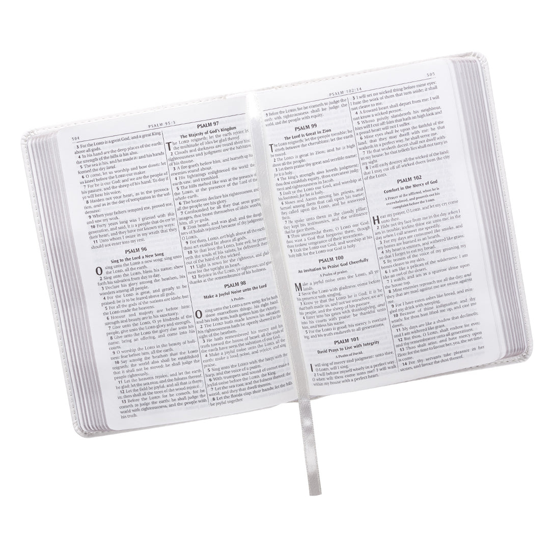 White Faux Leather Compact King James Version Bible
