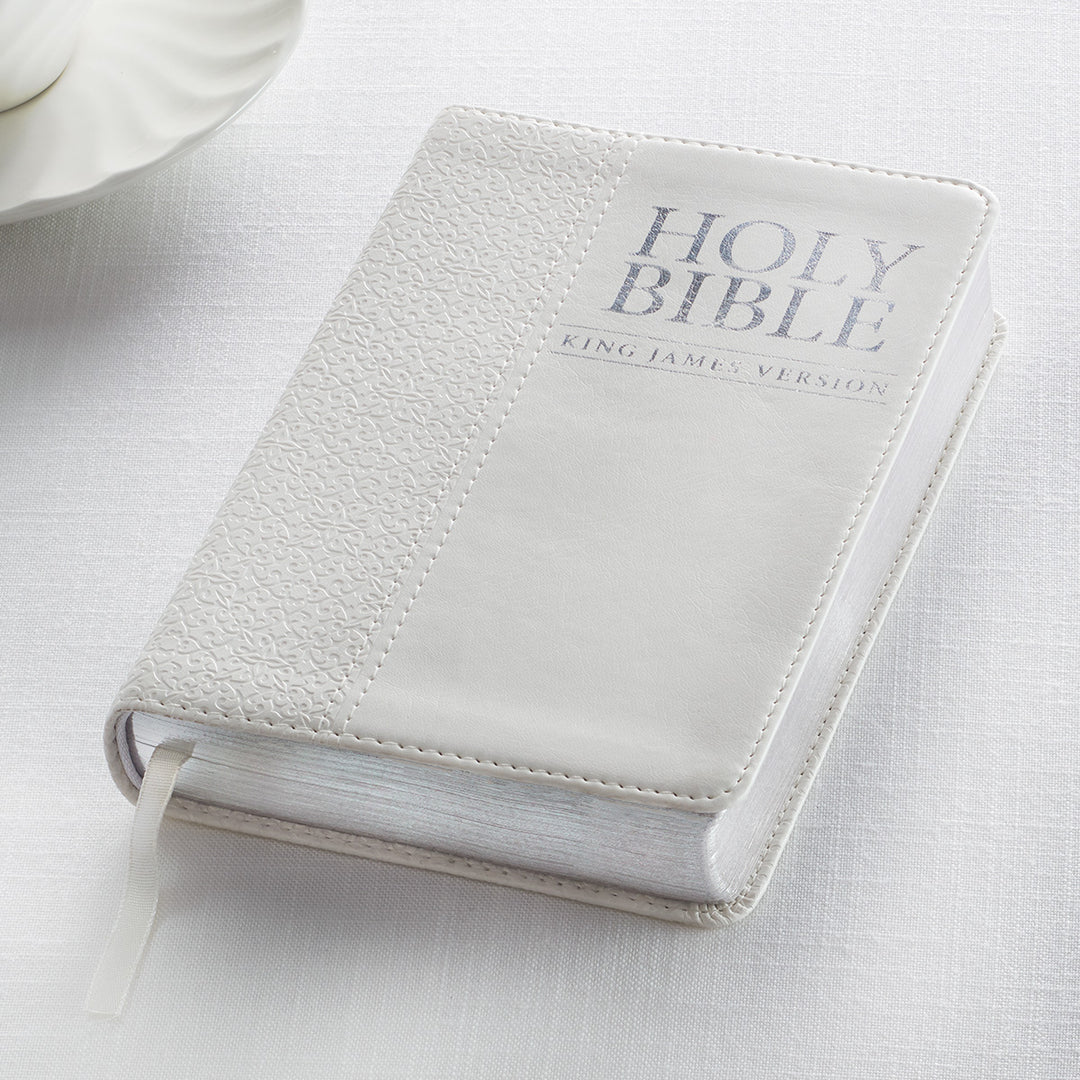 White Faux Leather Compact King James Version Bible