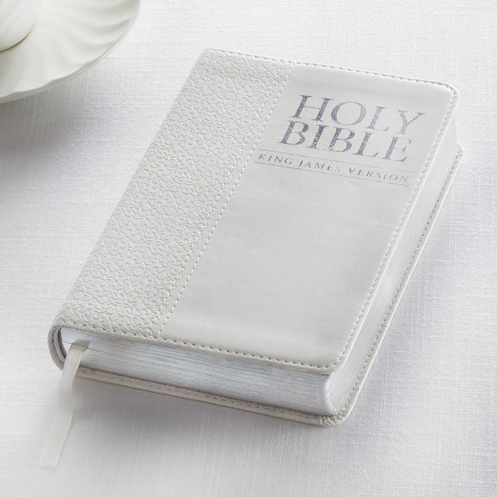 White Faux Leather Compact King James Version Bible