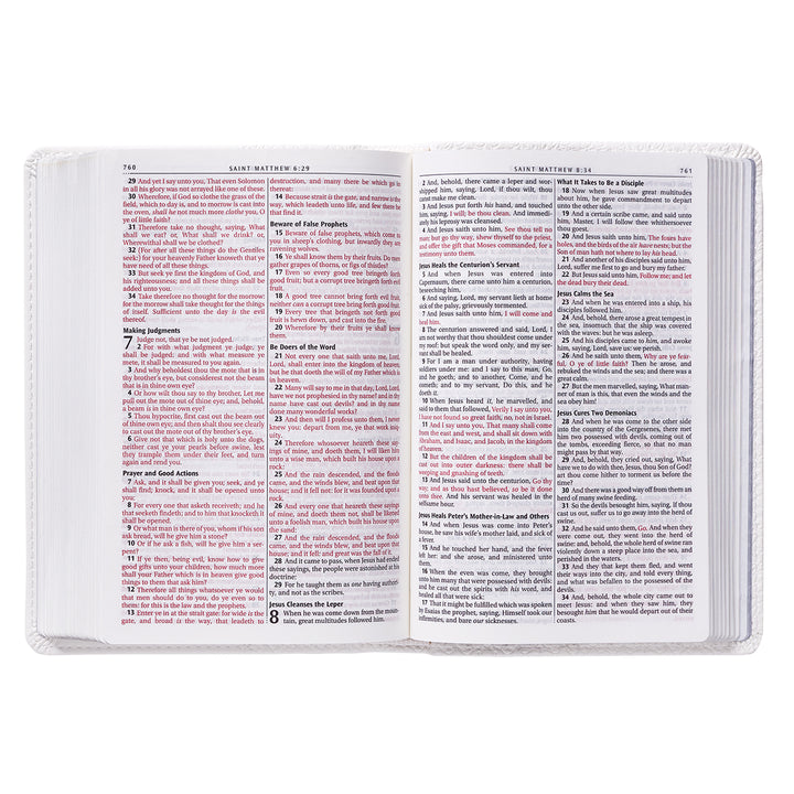 White Faux Leather Compact King James Version Bible