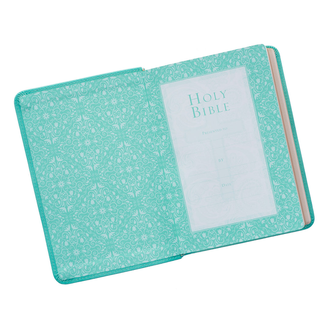 Robin’s-egg Blue Faux Leather Large Print Compact King James Version Bible