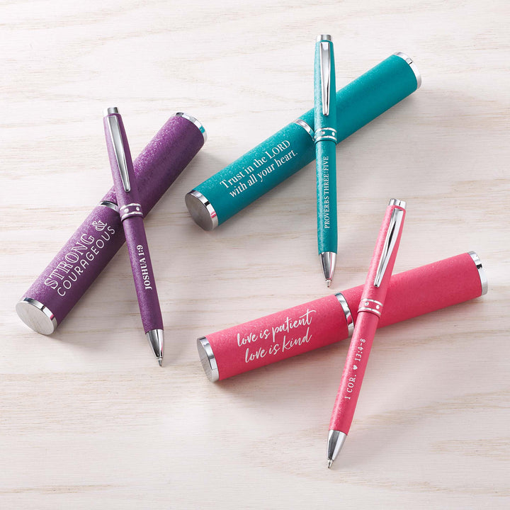Strong &amp; Courageous Purple Gift Pen – Joshua 1:9